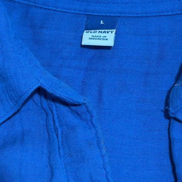 Old Navy Women's Vibrant Blue Wide Leg Pants & Button Down Shirt Linen Set - Picture 3 of 5